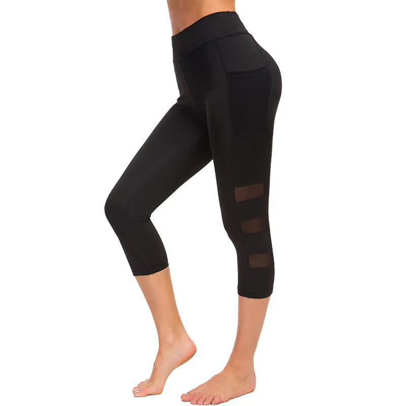 High Waist Seamless Dotted Hollow Out Sport Women Tights Yoga Pants