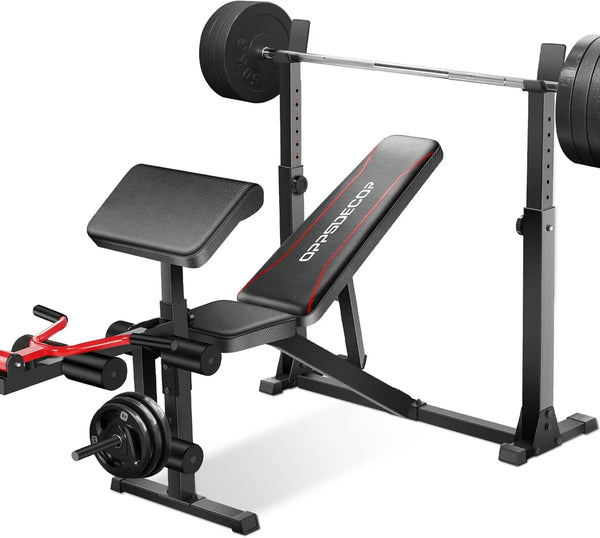 900LBS Weight Bench Set with Squat Rack