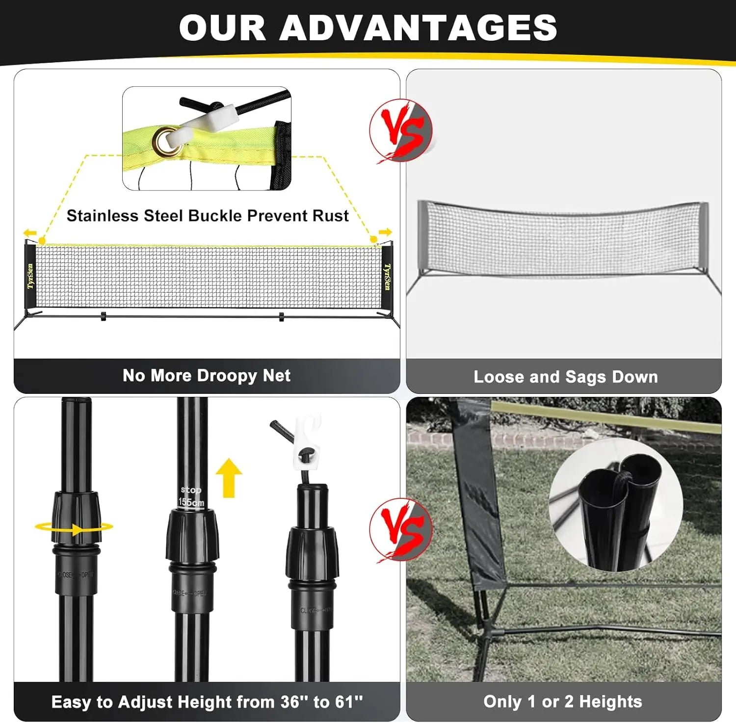 Pickleball Badminton Net Set